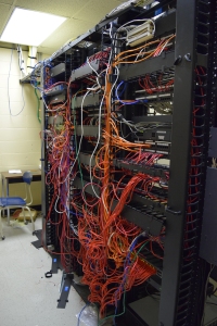 This is our old data center location at ADM High School.  The remaining electronics will be consolidated into a single, lockable cabinet rack. 